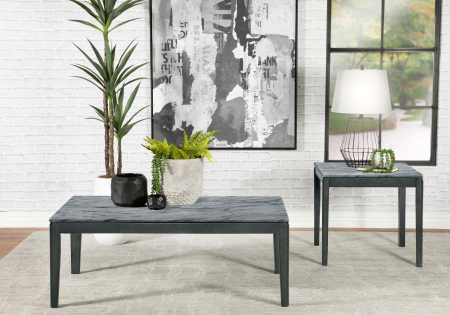 Modal Additional Images for Mozzi Square Faux Marble Side End Table Grey and Black