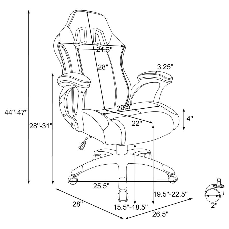 Modal Additional Images for Roger Upholstered Adjustable Home Office Desk Chair Black