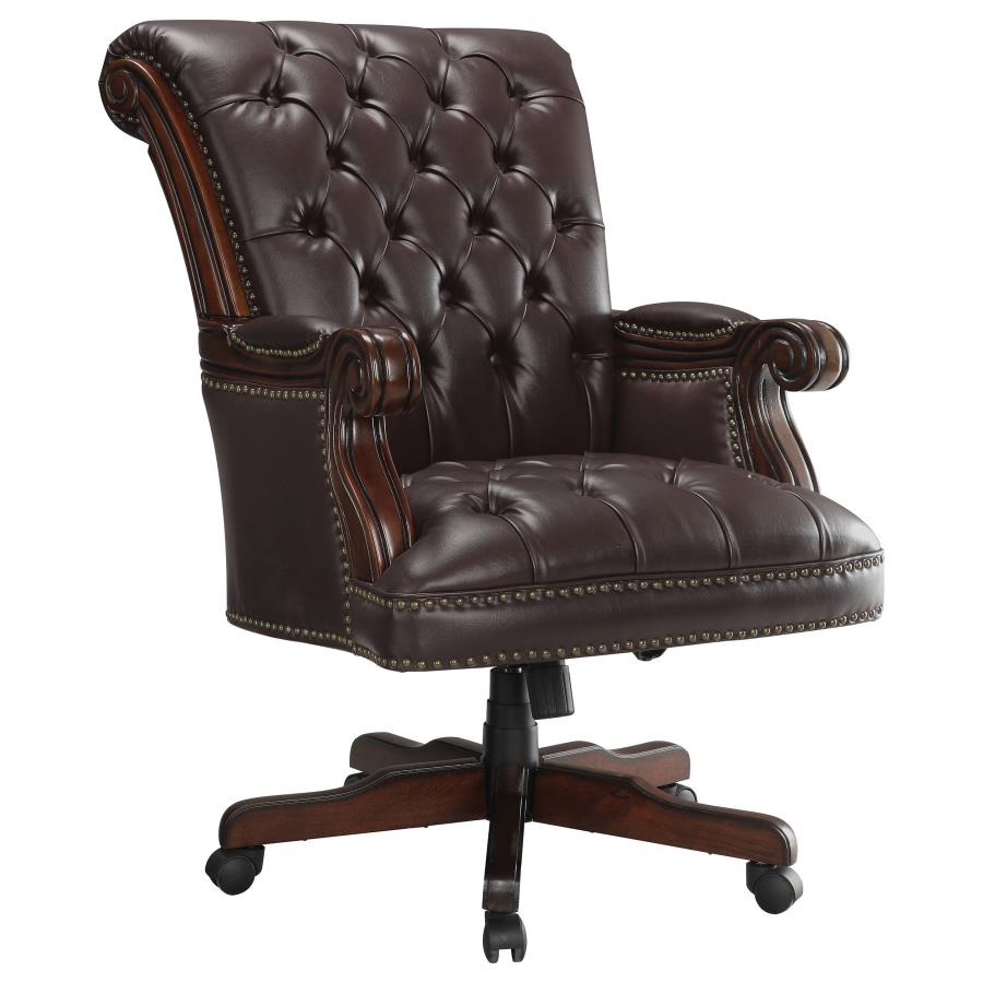 Calloway Upholstered Executive Office Desk Chair Dark Brown (image for) Calloway Upholstered Executive Office Desk Chair Dark Brown
