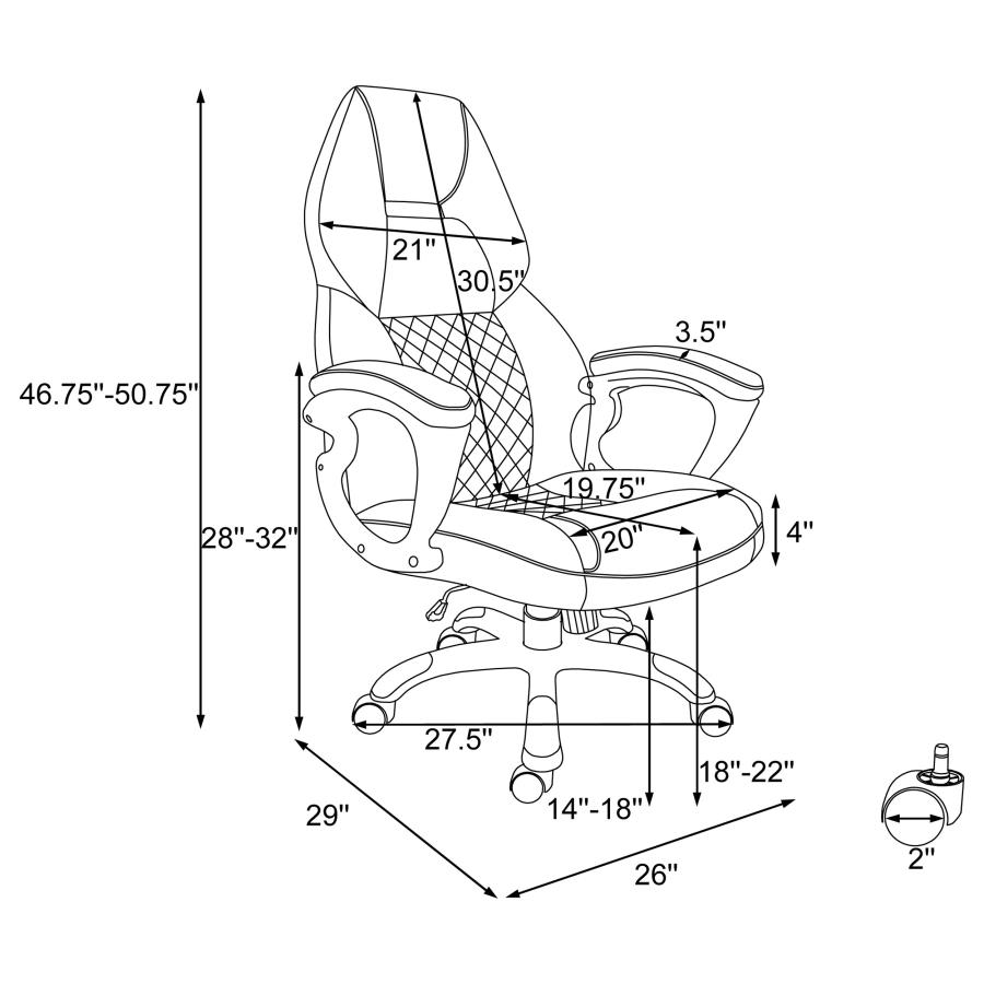 Modal Additional Images for Bruce Upholstered Adjustable Home Office Desk Chair White
