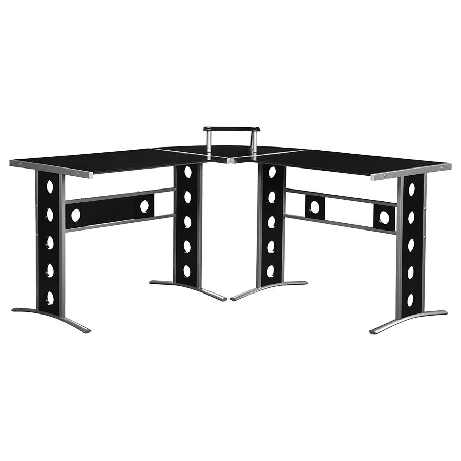 (image for) Keizer 59-inch Glass Top L-Shape Computer Desk Black