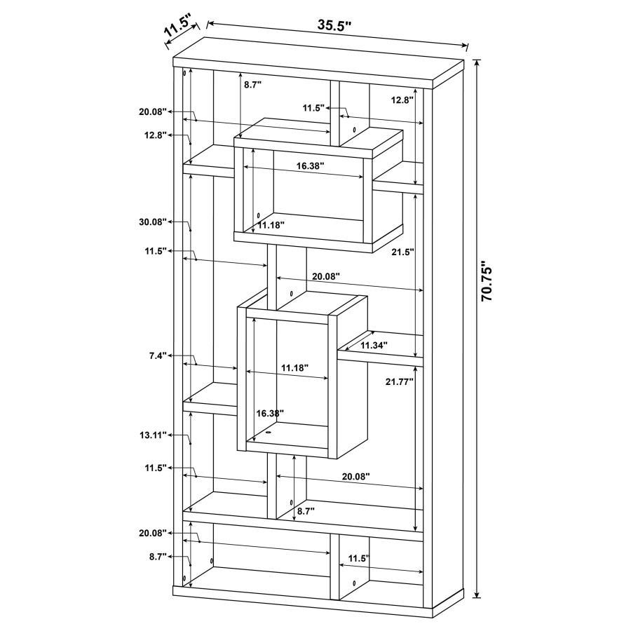 Corey 71-inch 8-shelf Bookshelf Cappuccino