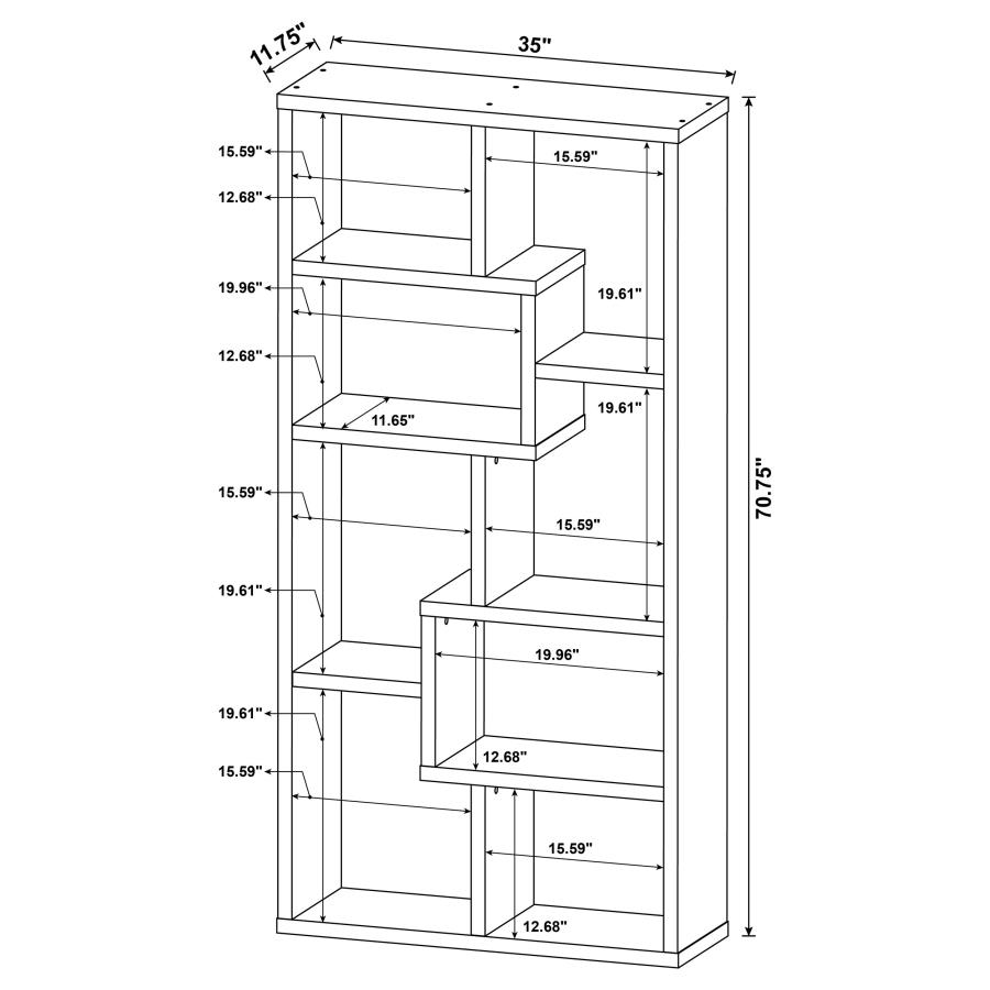 Modal Additional Images for Theo 71-inch 6-shelf Bookshelf Cappuccino