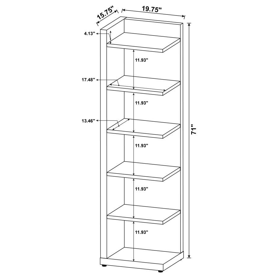 Modal Additional Images for Alder 71-inch 6-shelf Corner Bookcase Cappuccino