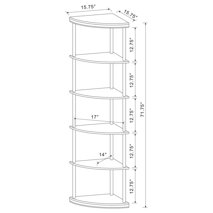 Modal Additional Images for Bonwick 72-inch 5-shelf Corner Bookshelf Cappuccino