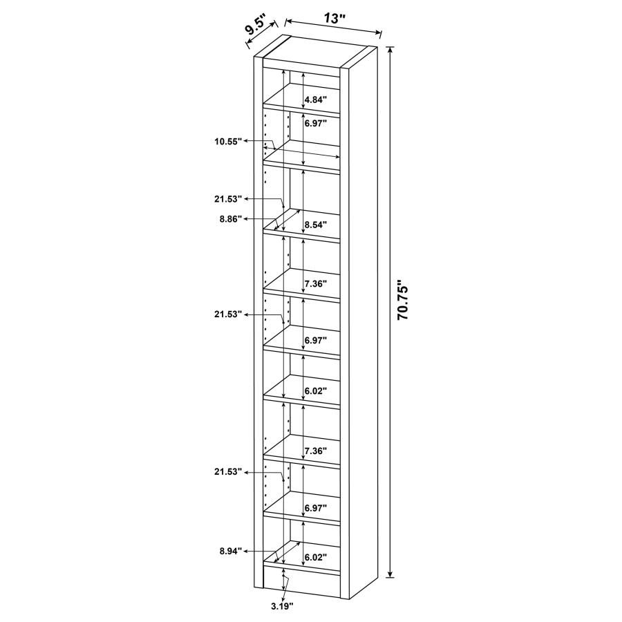 Modal Additional Images for Eliam 71-inch 9-shelf Bookcase Cappuccino