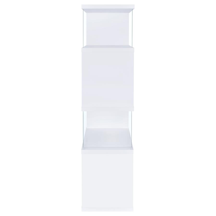 Emelle 63-inch 4-shelf Glass Panel Bookshelf White