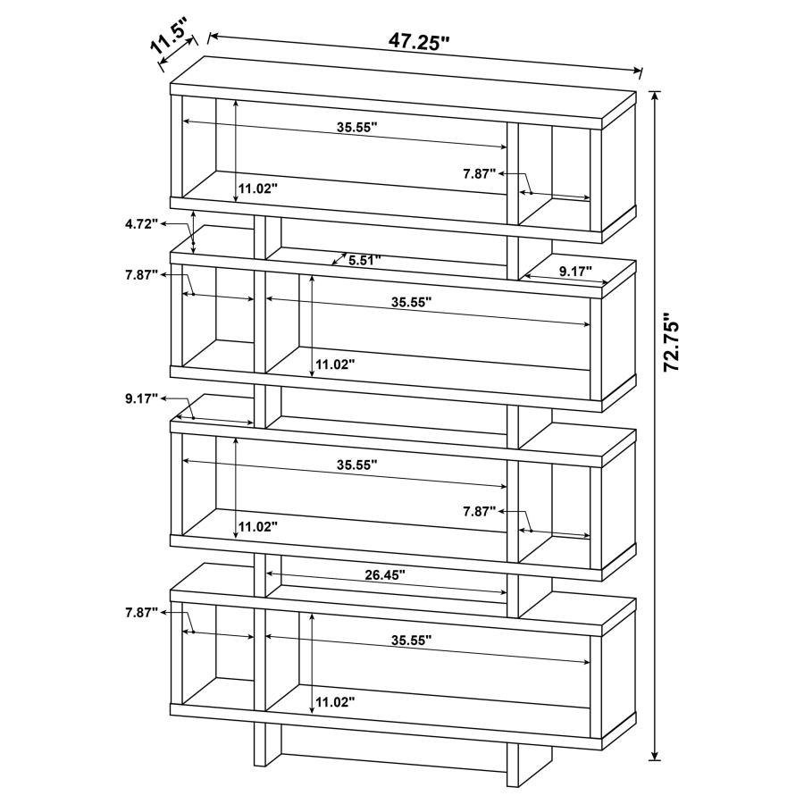 Modal Additional Images for Reid 73-inch 4-shelf Bookshelf White