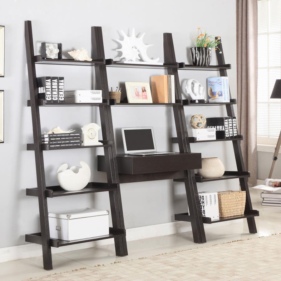 Modal Additional Images for Colella 72-inch 5-shelf Ladder Bookshelf Cappuccino