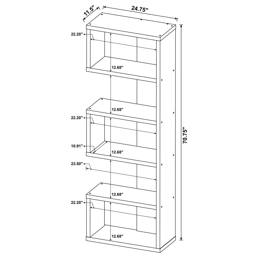 Modal Additional Images for Joey 71-inch 5-shelf Bookshelf Weathered Grey