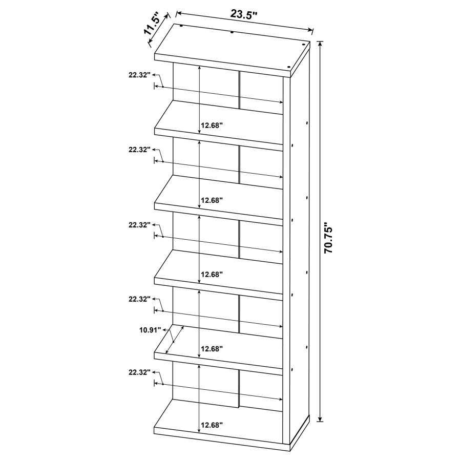 Modal Additional Images for Harrison 71-inch 5-shelf Bookshelf Weathered Grey