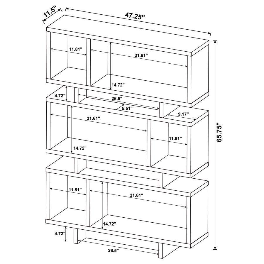 Modal Additional Images for Reid 66-inch 4-shelf Bookshelf Weathered Grey
