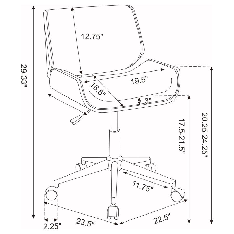 Modal Additional Images for Addington Upholstered Adjustable Office Desk Chair Ecru