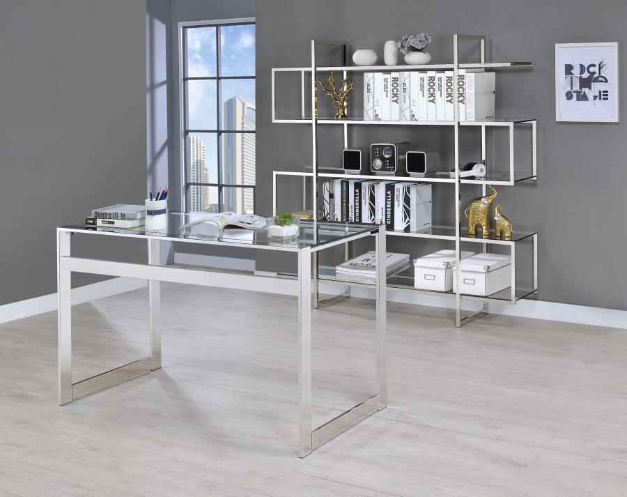 Modal Additional Images for Hartford 47-inch Glass Top Writing Desk Chrome