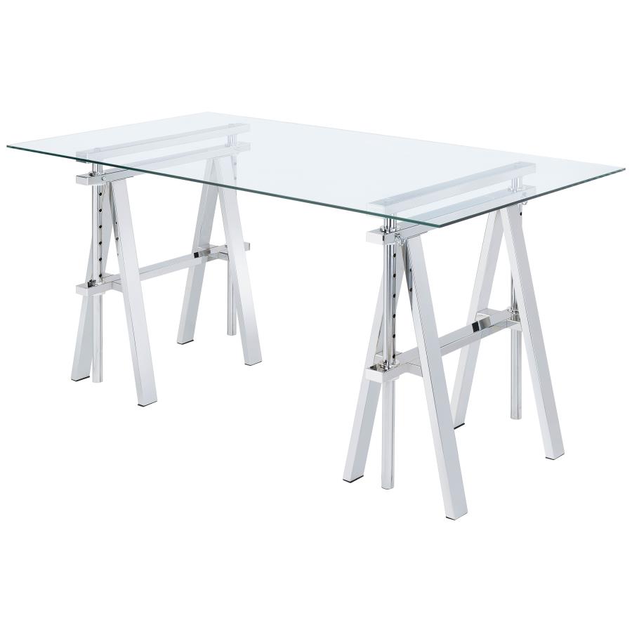 Statham 60-inch Glass Top Adjustable Standing Desk Chrome