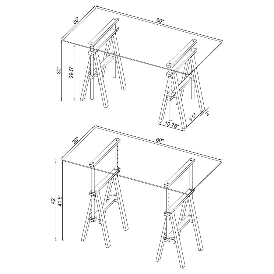 Modal Additional Images for Statham 60-inch Glass Top Adjustable Standing Desk Chrome