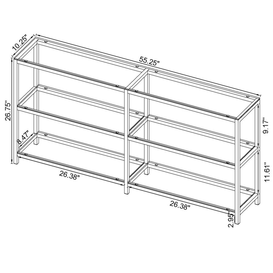 Modal Additional Images for Kate 55-inch 2-shelf Console Bookcases Black Nickel