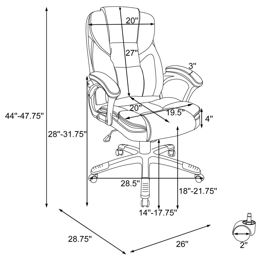 Modal Additional Images for Kaffir Upholstered Adjustable Home Office Desk Chair White