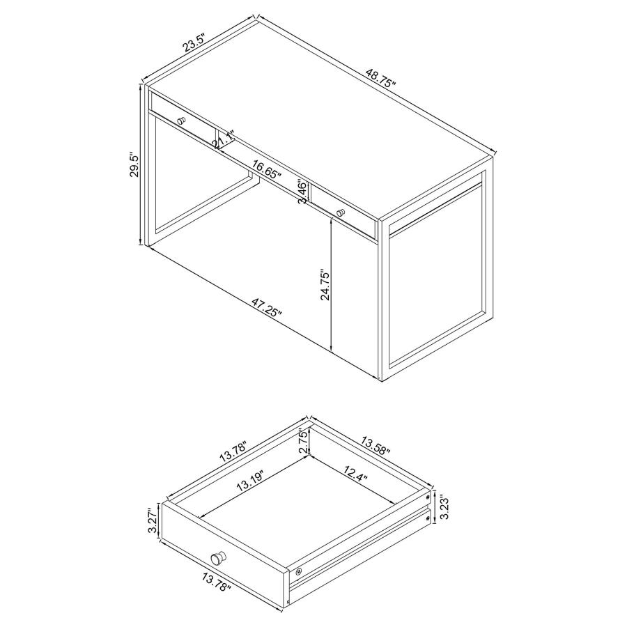 Modal Additional Images for Wallice 49-inch 2-drawer Writing Desk Weathered Grey