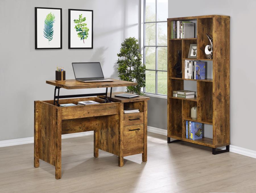 Modal Additional Images for Delwin 71-inch 6-shelf Bookshelf Rustic Nutmeg