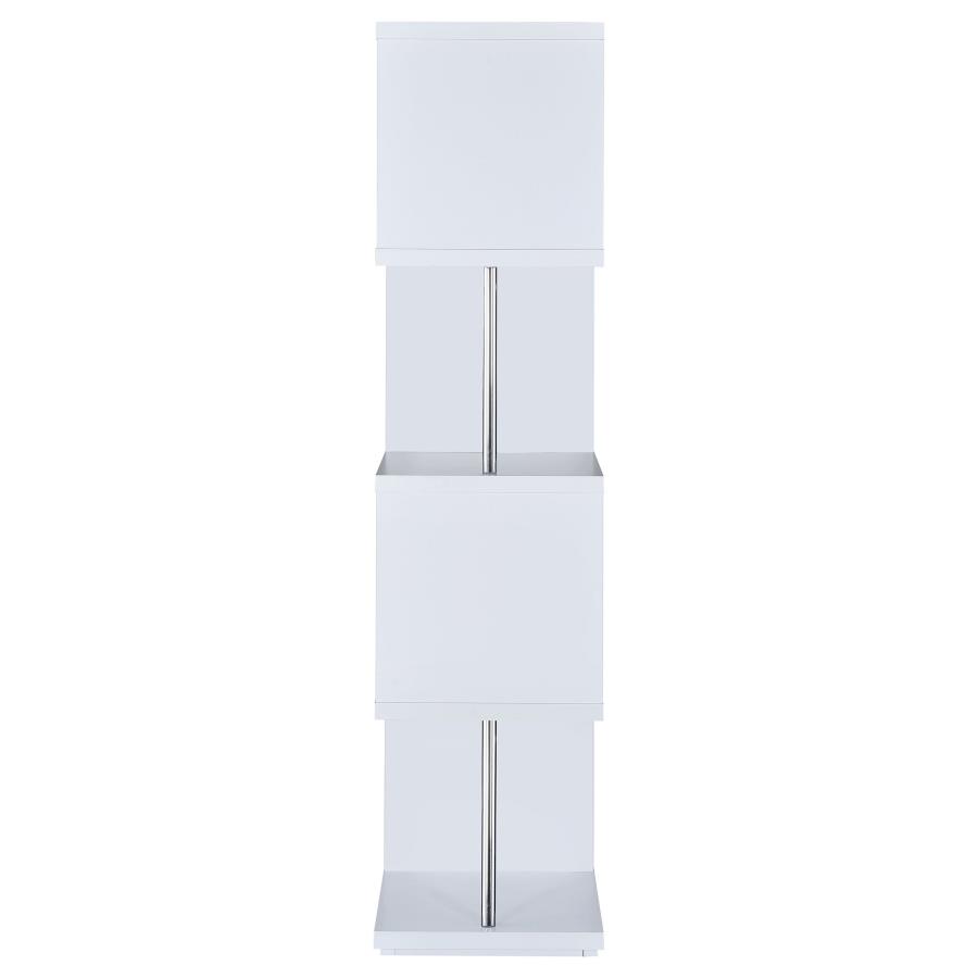 Baxter 67-inch 4-shelf Bookshelf White and Chrome