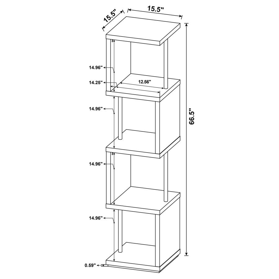 Modal Additional Images for Baxter 67-inch 4-shelf Bookshelf White and Chrome