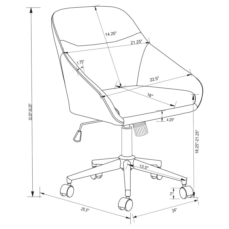 Modal Additional Images for Jackman Upholstered Adjustable Home Office Desk Chair Grey