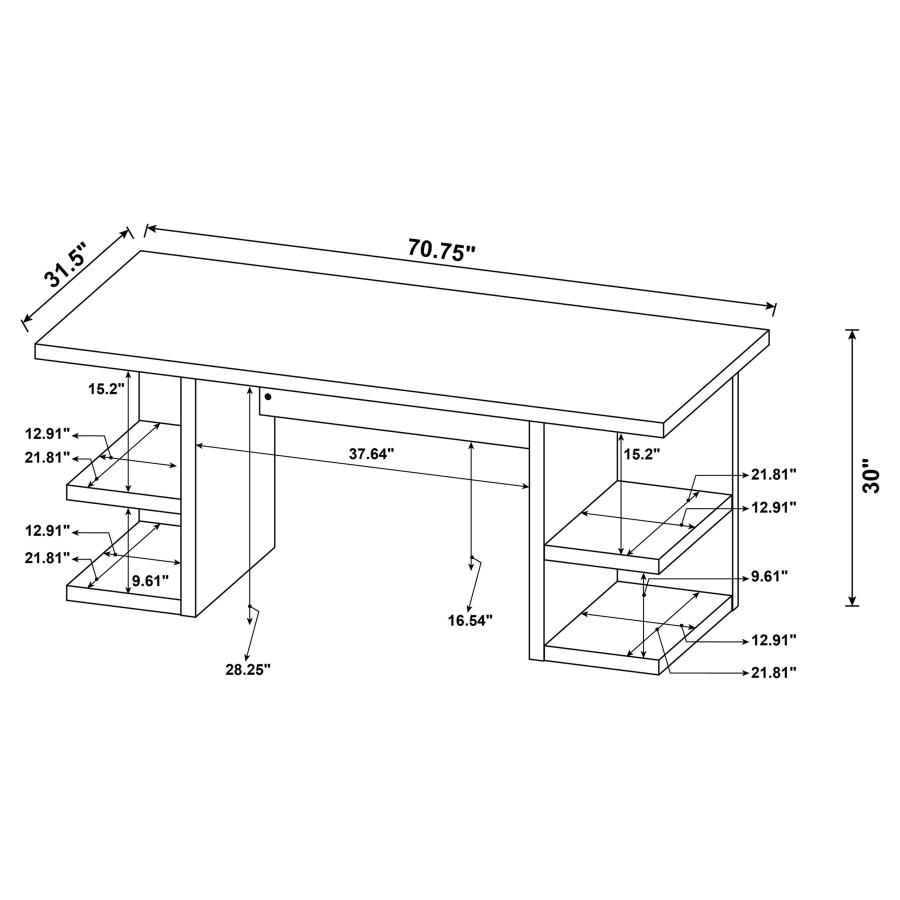Modal Additional Images for Alice 71-inch 4-shelf Engineered Wood Writing Desk White
