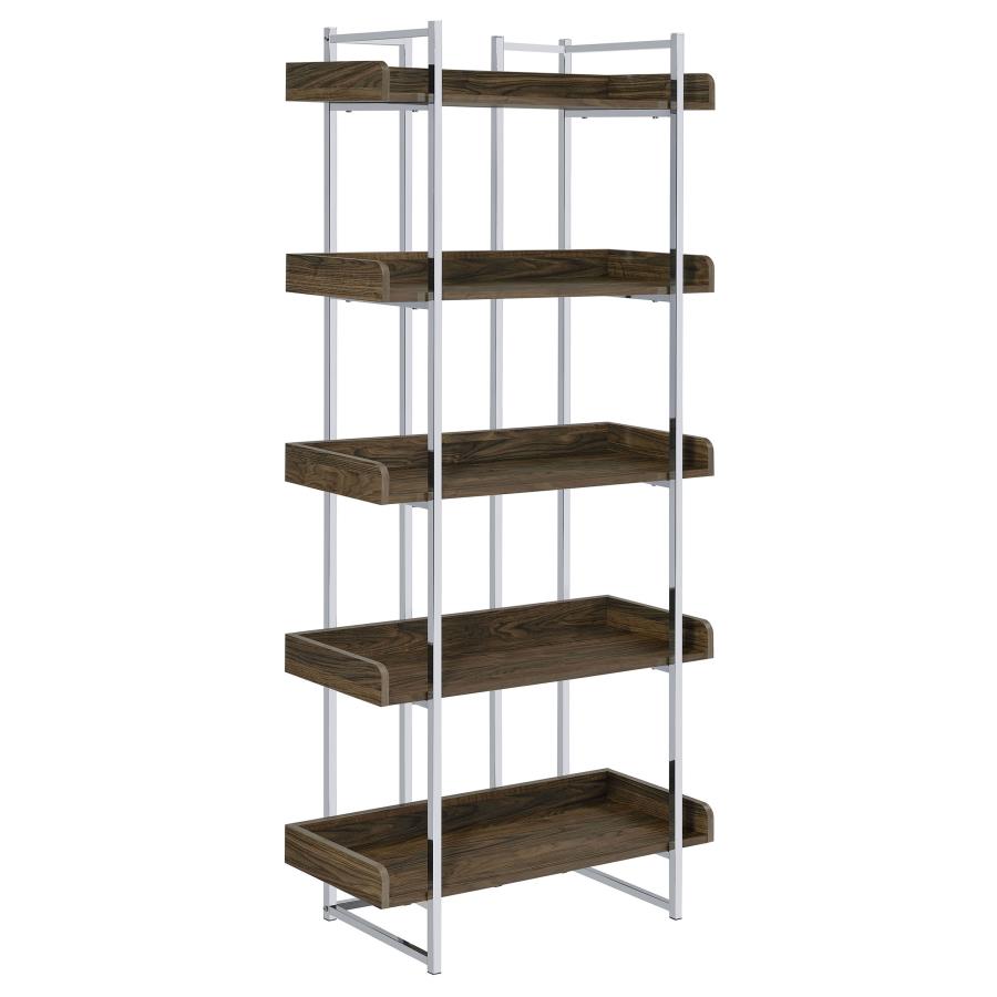 (image for) Angelica 70-inch 5-shelf Bookshelf Walnut and Chrome