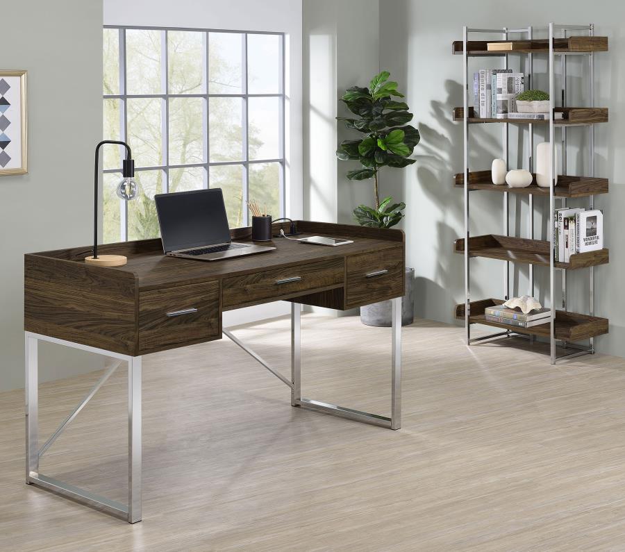 Modal Additional Images for Angelica 70-inch 5-shelf Bookshelf Walnut and Chrome