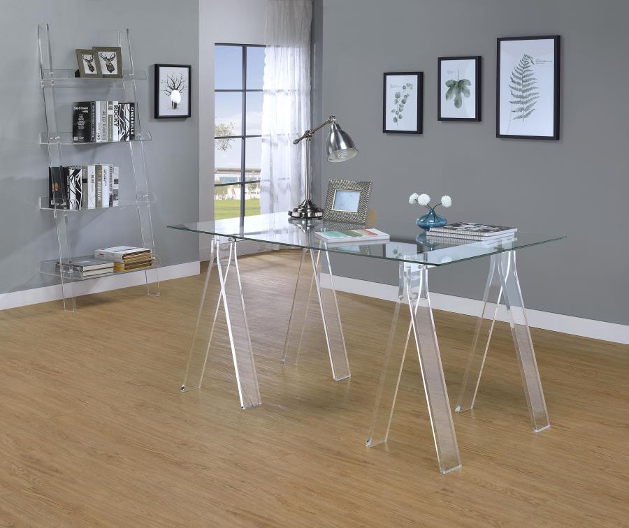 Modal Additional Images for Amaturo 59-inch Glass Top Acrylic Writing Desk Clear