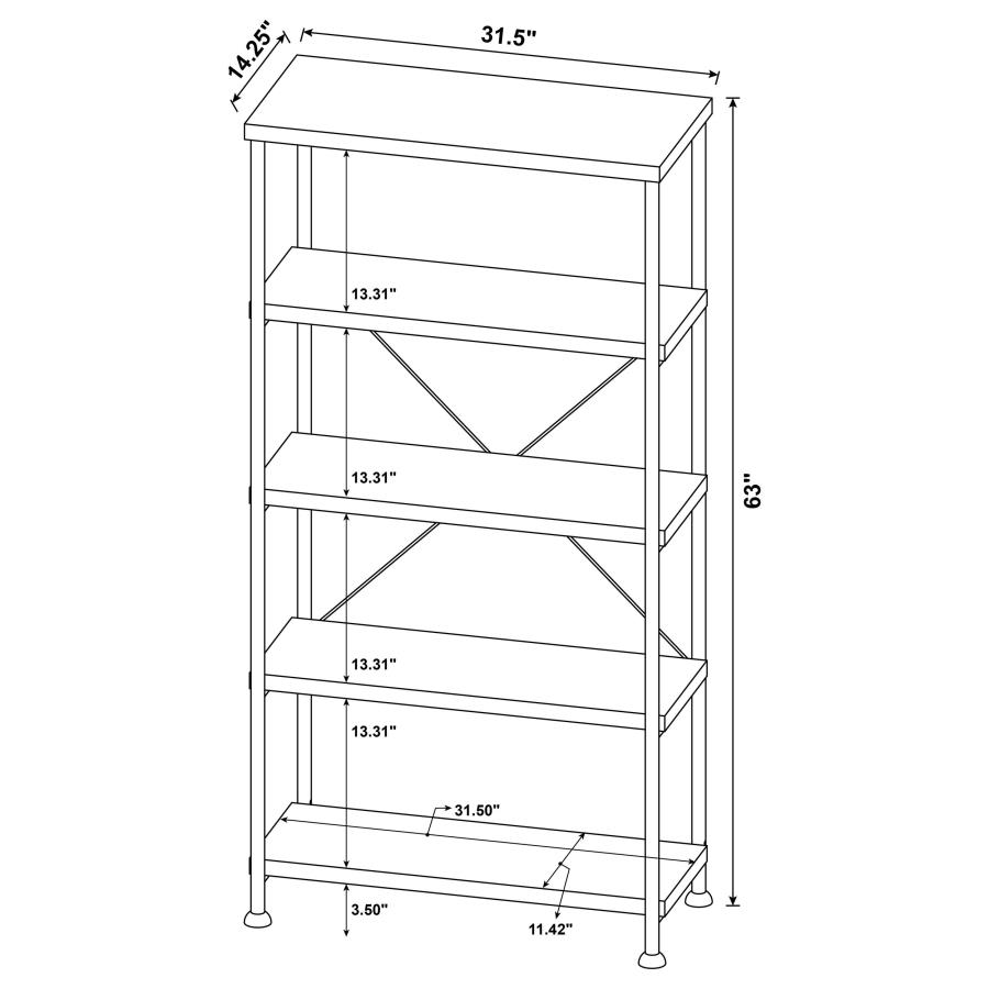 Analiese 63-inch 4-shelf Bookshelf Rustic Nutmeg
