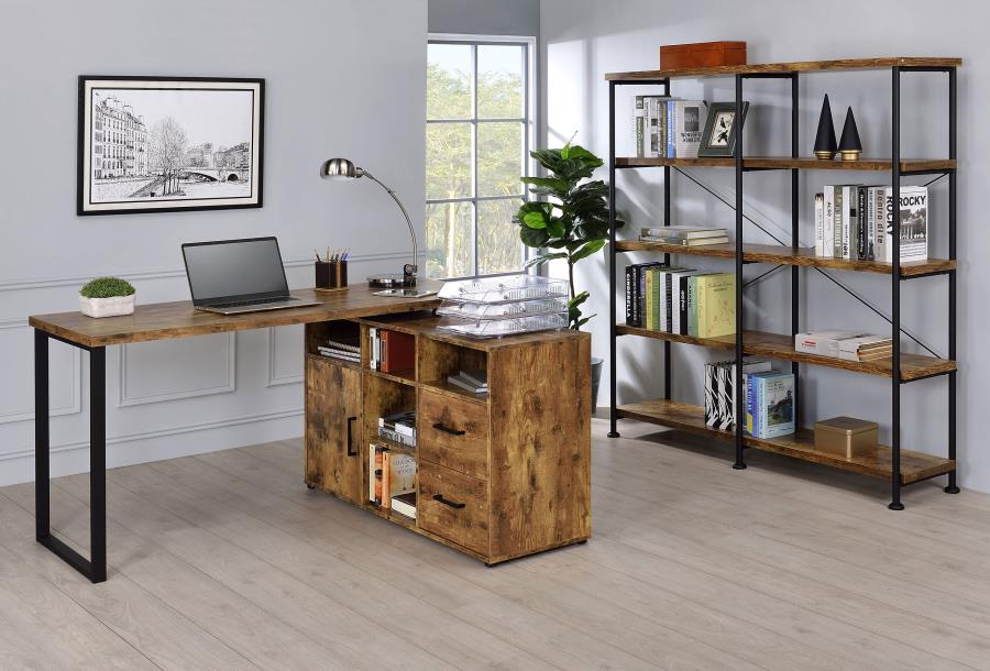 Modal Additional Images for Analiese 63-inch 4-shelf Double Bookshelf Rustic Nutmeg