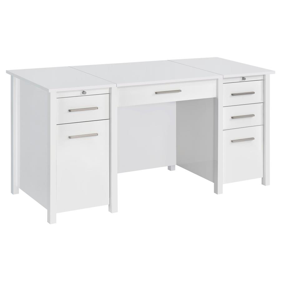 Dylan 60-inch 4-drawer Lift Top Office Desk White High Gloss (image for) Dylan 60-inch 4-drawer Lift Top Office Desk White High Gloss