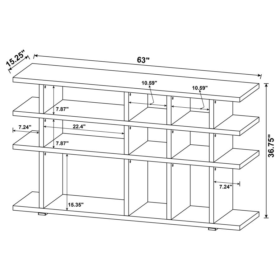 Santos 63-inch 3-shelf Console Bookcases Rustic Nutmeg