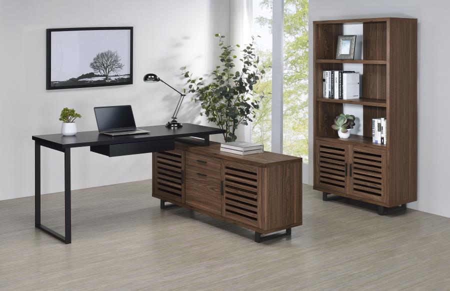 Modal Additional Images for Maddox 71-inch 3-shelf Cabinet Bookcase Walnut