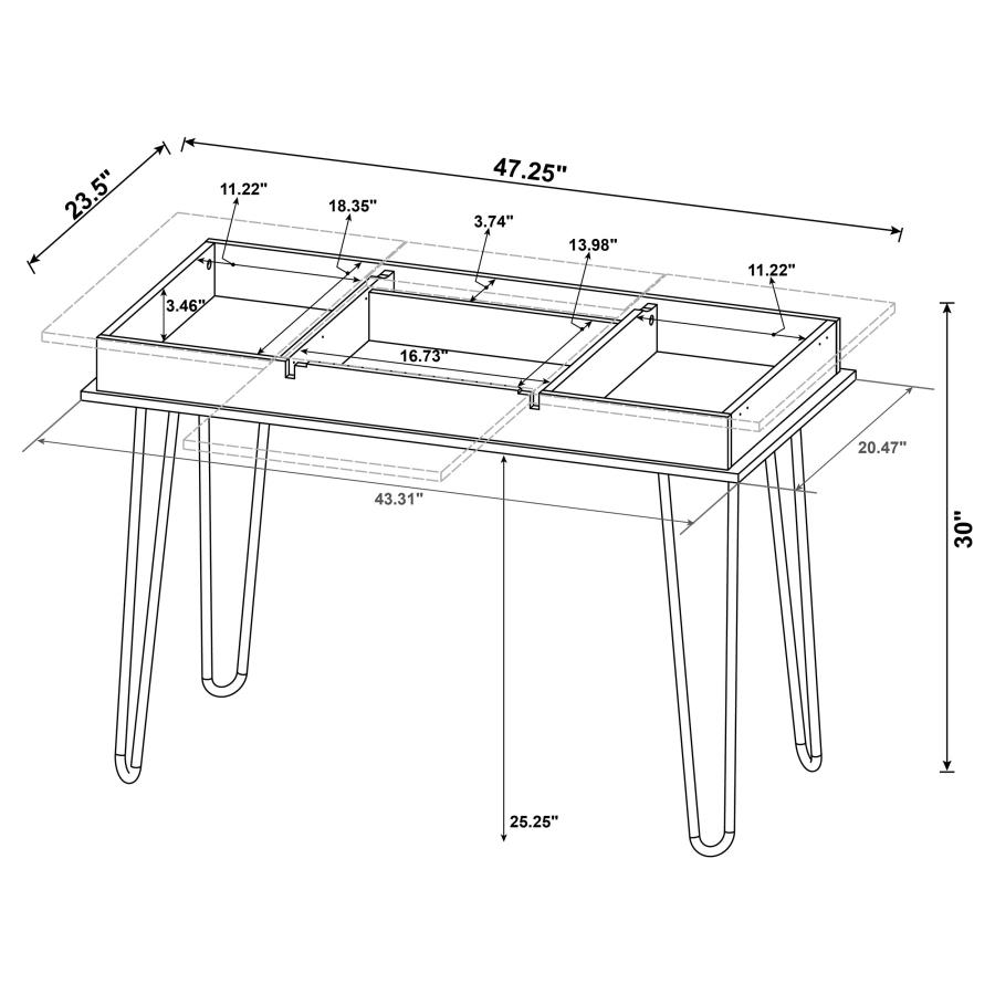 Modal Additional Images for Sheeran 47-inch Writing Desk with Storage Rustic Amber
