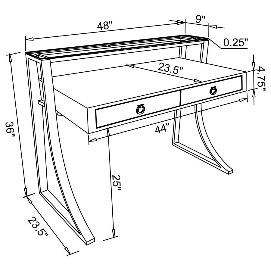 Modal Additional Images for Gemma 48-inch 2-drawer Writing Desk White High Gloss