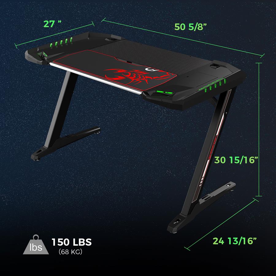 Modal Additional Images for Ardsley 51-inch Computer Gaming Desk with RGB Lighting Black