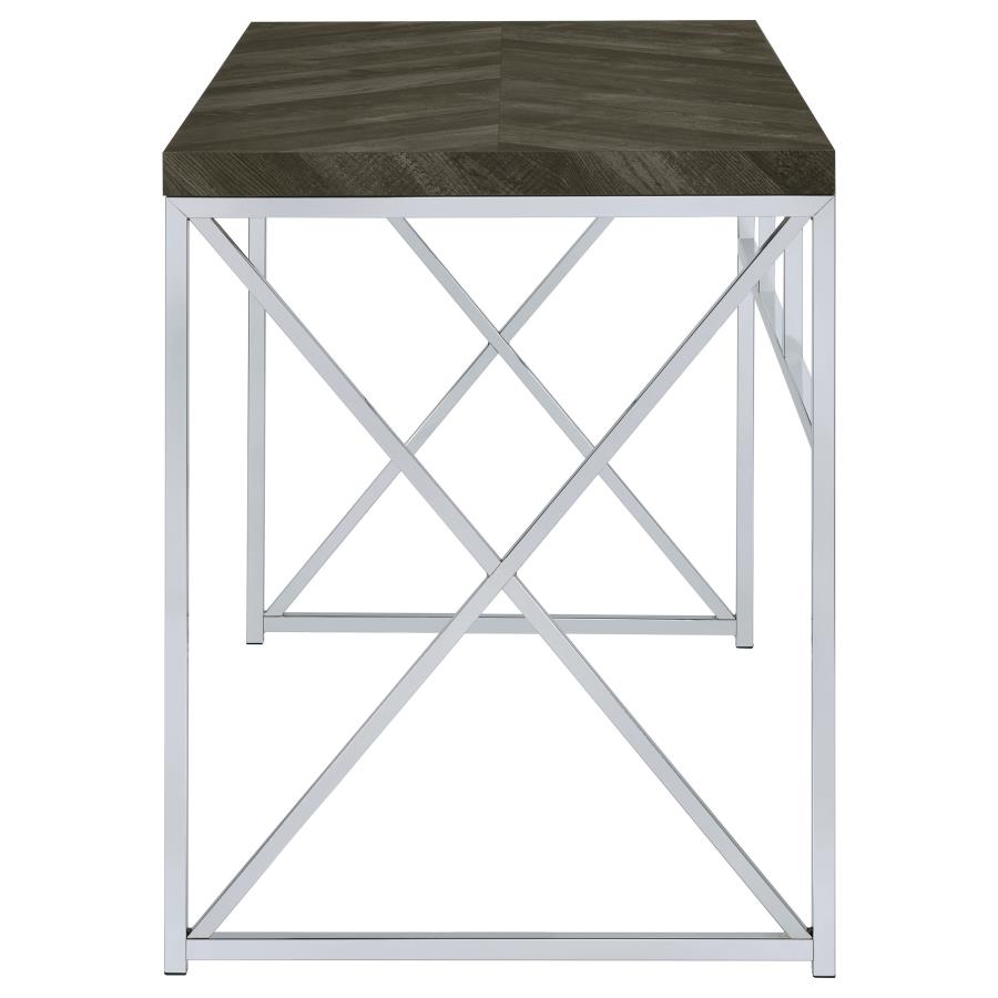 Grimma 47-inch Writing Office Desk Rustic Grey and Chrome