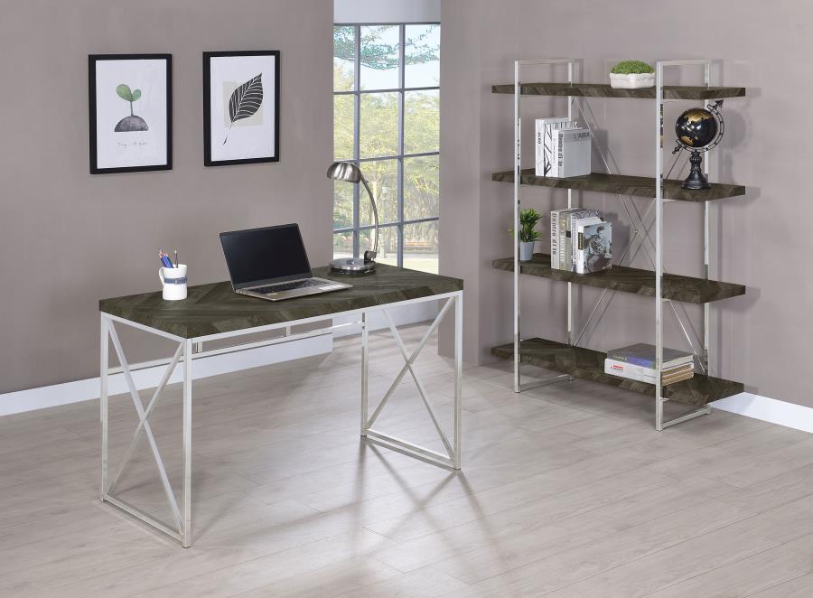 Modal Additional Images for Grimma 47-inch Writing Office Desk Rustic Grey and Chrome