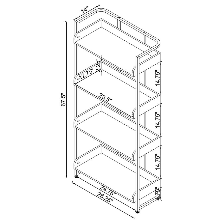 Modal Additional Images for Ember 68-inch 4-shelf Bookshelf White High Gloss and Chrome