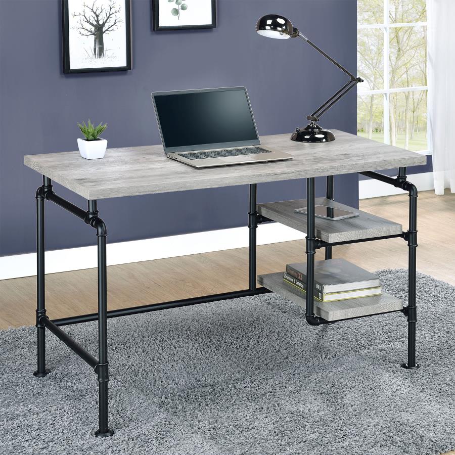 Delray 47-inch 2-shelf Piping Writing Desk Grey Driftwood