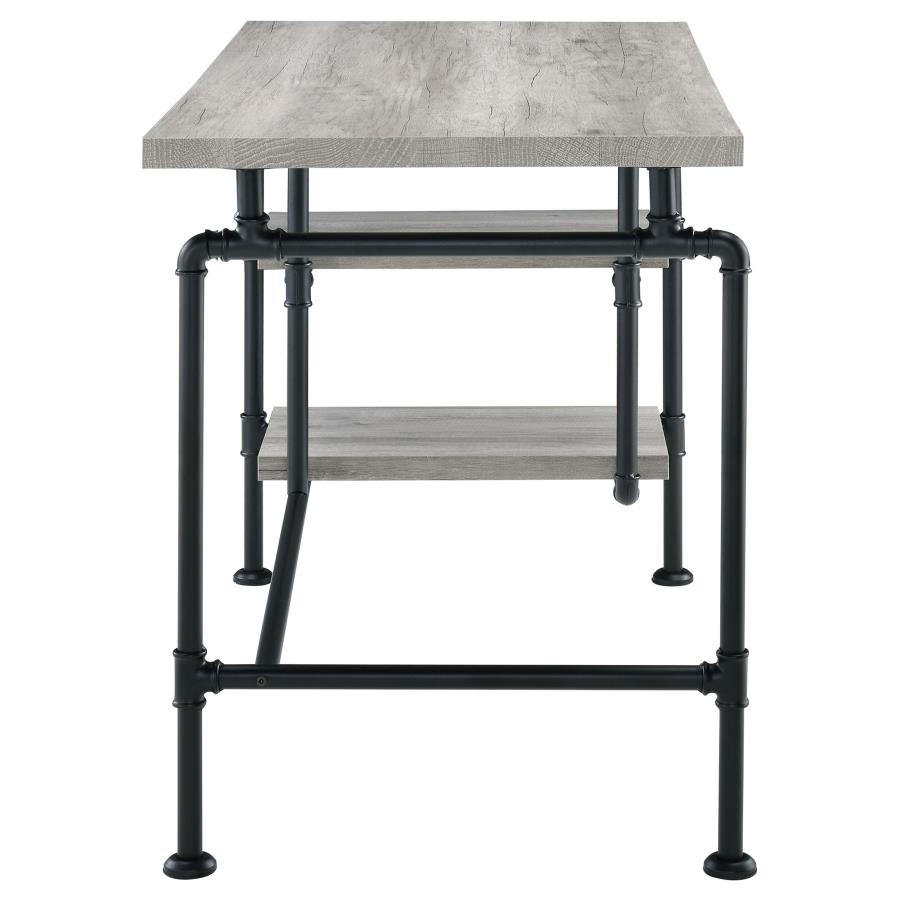 Delray 47-inch 2-shelf Piping Writing Desk Grey Driftwood