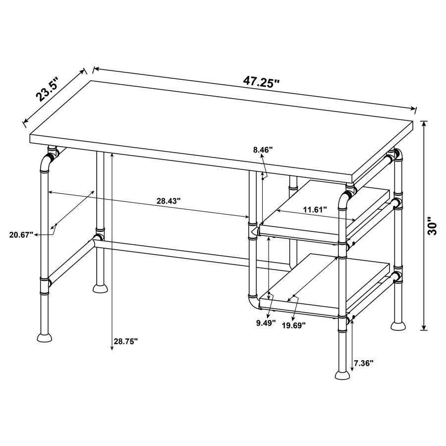 Delray 47-inch 2-shelf Piping Writing Desk Grey Driftwood