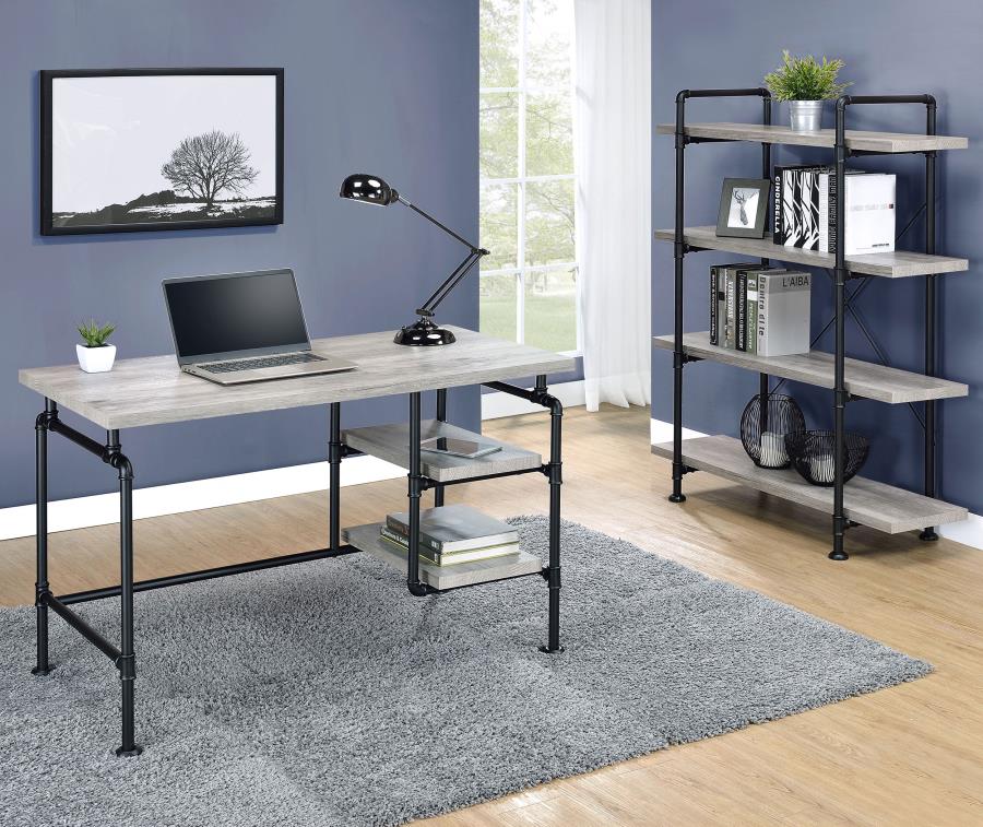 Modal Additional Images for Delray 47-inch 2-shelf Piping Writing Desk Grey Driftwood