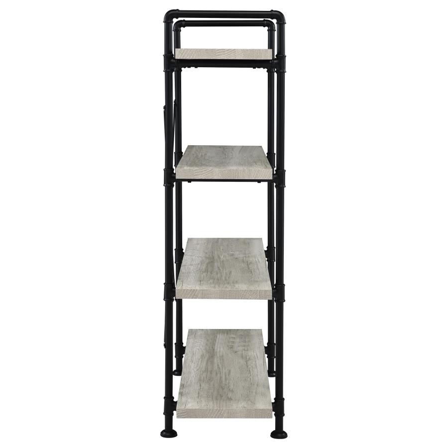 Delray 56-inch 4-shelf Bookshelf Grey Driftwood and Black