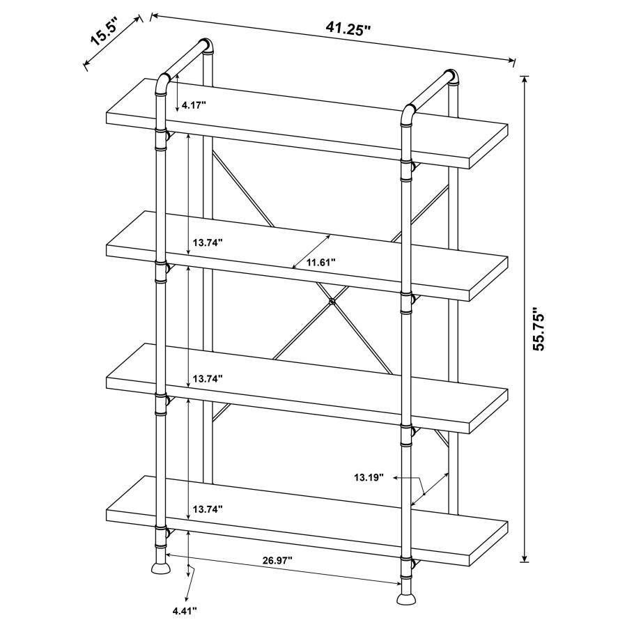 Delray 56-inch 4-shelf Bookshelf Grey Driftwood and Black