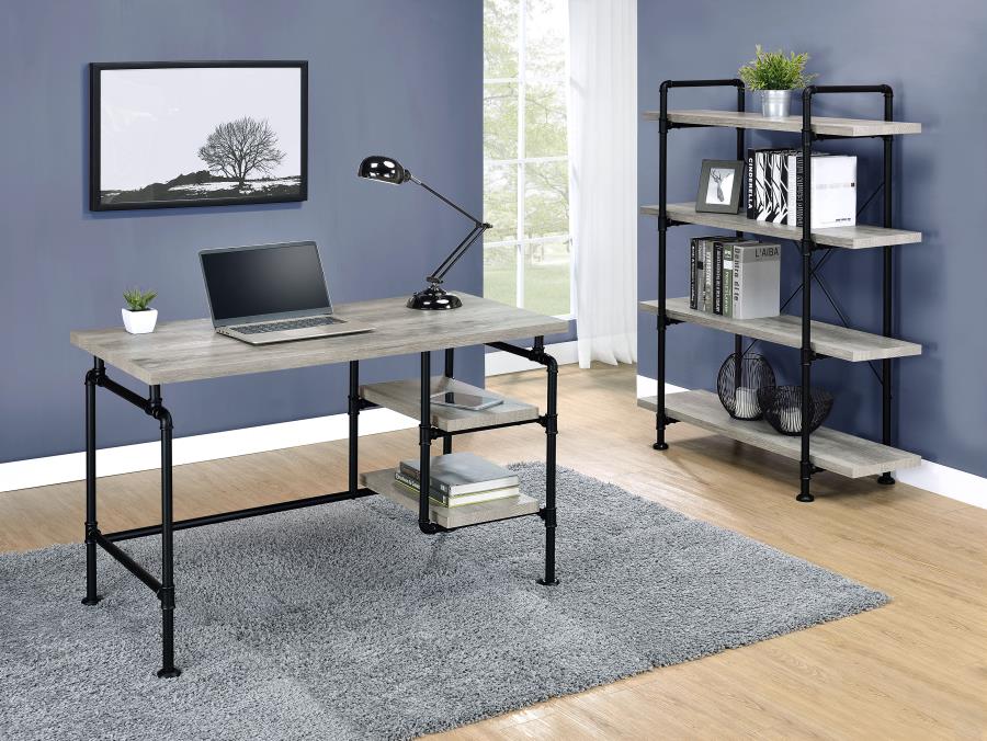 Modal Additional Images for Delray 56-inch 4-shelf Bookshelf Grey Driftwood and Black