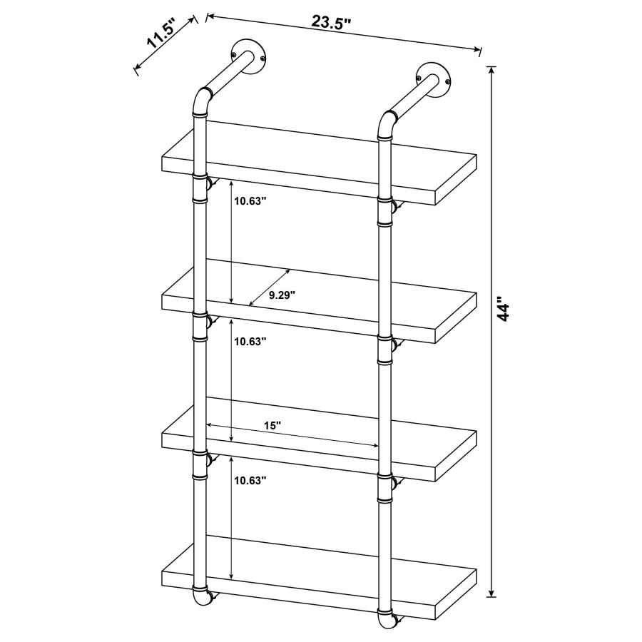 Modal Additional Images for Elmcrest 24-inch 4-shelf Wall Bookshelf Grey Driftwood